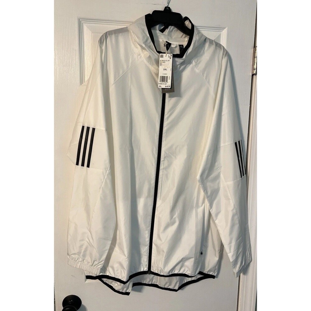 Adidas S2S Windbreaker Jacket Mens XXL NWT White Hooded Training Coat DU1962